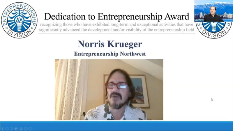 Norris Krueger Wins Dedication to Entrepreneurship Award